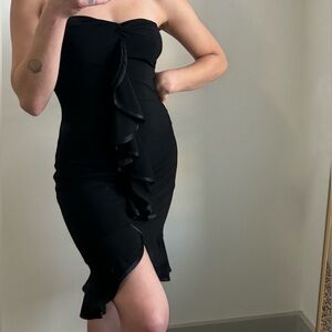 Le Chateau Black strapless Ruffle Dress